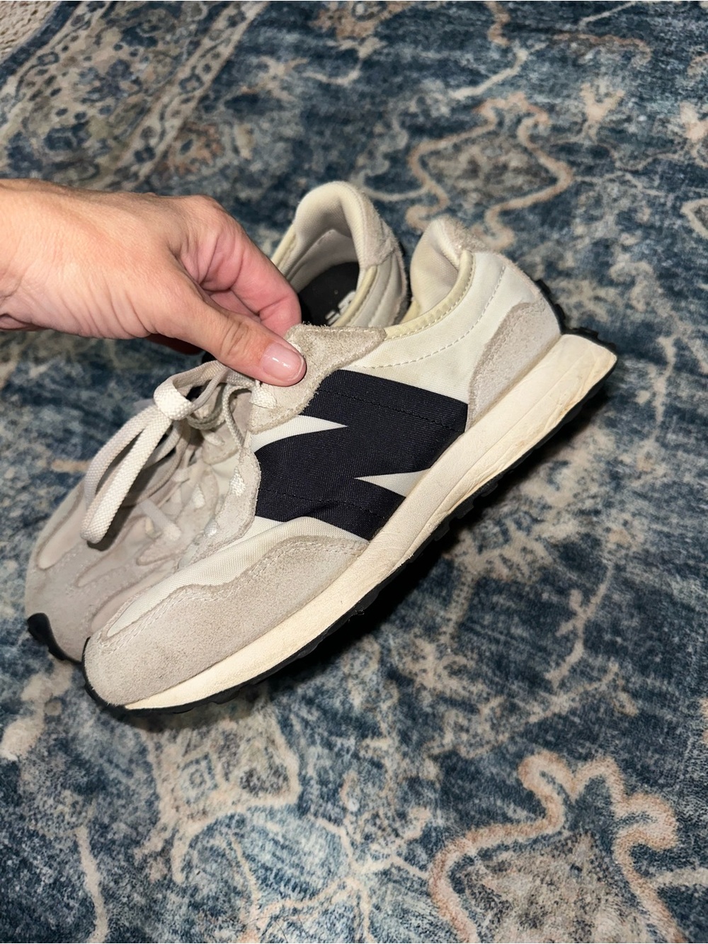 Kids new balance Neutral Beige Athletic Sneakers with Black Accents